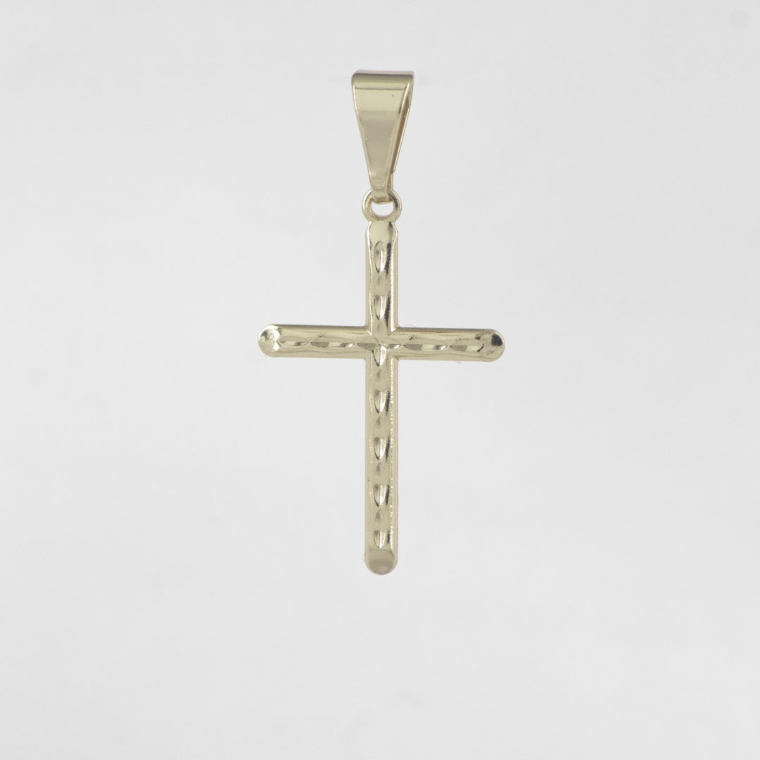 DIJE CRUZ PUNTAS PLANAS GRABADA