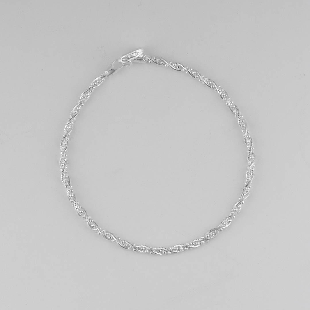 PULSERA ESPIRAL ENTRELAZADA CON BOLITAS 2MM