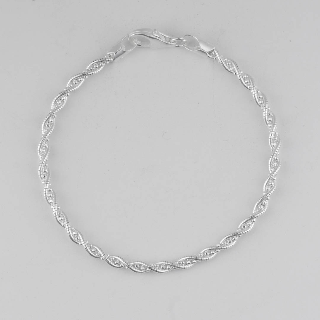 PULSERA RIGIDA TRENZADA BOLITAS 3MM-18CM
