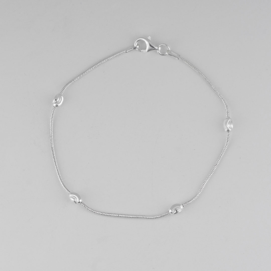PULSERA COLA DE RATON OVALO DIAMANTADO 3MM-18CM
