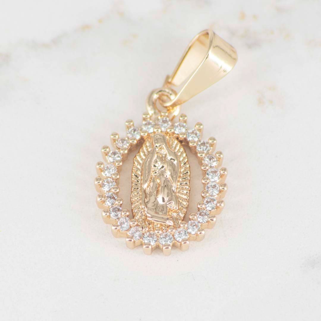 DIJE SILUETA GUADALUPE BORDES CIRCONIAS